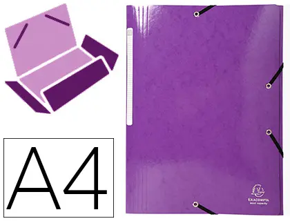 Imagen Carpeta exacompta iderama gomas carton laminado 425 gr tres solapas din a4 violeta