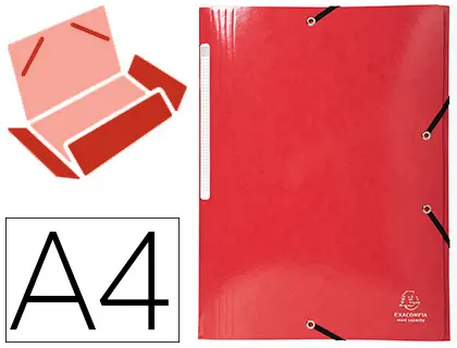 Imagen Carpeta exacompta iderama gomas carton laminado 425 gr tres solapas din a4 rojo