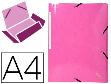 Imagen Carpeta exacompta iderama gomas carton laminado 425 gr tres solapas din a4 rosa