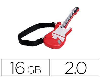 Imagen Memoria usb techonetech flash drive 16 gb 2.0 guitarra red one