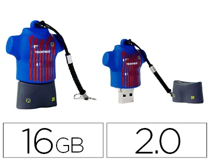 Imagen Memoria usb techonetech flash drive 16 gb 2.0 equipacion futbol blaugrana