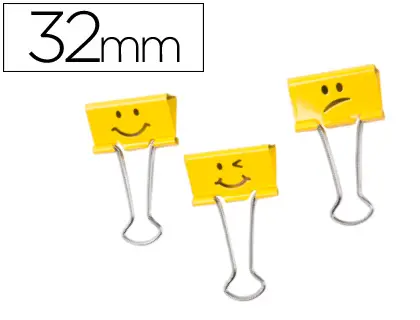 Imagen Pinza metalica rapesco reversible 32 mm emojis amarillo caja de 20 unidades