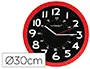 Imagen Reloj q-connect de pared plastico oficina redondo 30 cm color rojo y esfera color negro 2