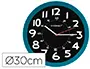 Imagen Reloj q-connect de pared plastico oficina redondo 30 cm color azul y esfera color negro 2