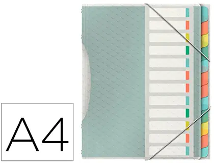 Imagen Carpeta esselte clasificadora colour ice polipropileno din a4 color transparente 12 separadores colores cierre