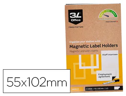 Imagen Portaetiquetas magnetico 3l 55x102 mm pack de 3 unidades