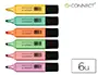 Imagen Rotulador q-connect fluorescente pastel punta biselada estuche de 6 unidades colores surtidos 2