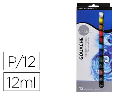 Imagen Pintura gouache daler rowney simply caja de 12 colores surtidos tubo de 12 ml