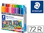 Imagen Rotulador staedtler doble punta de fibra 3200 estuche de 72 unidades colores surtidos 2